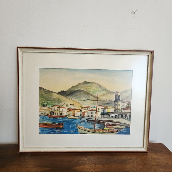 Seaside Town Artist Sign Original Oil Painting Framed - Picture 7 of 11